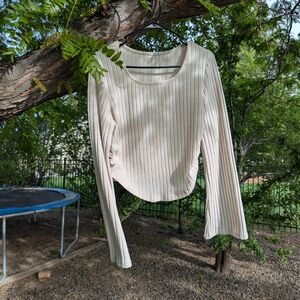 Cream Ribbed Women's Top